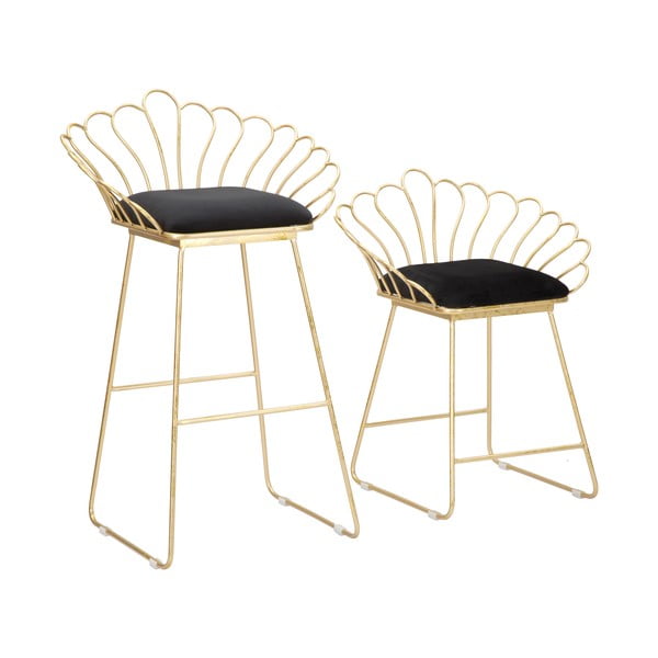 Sada 2 barových židlí ve zlato-černé barvě Mauro Ferretti Flower