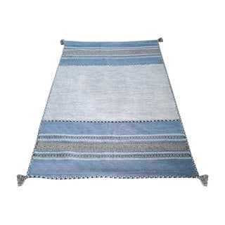 Modro-šedý bavlněný koberec Webtappeti Antique Kilim, 70 x 140 cm