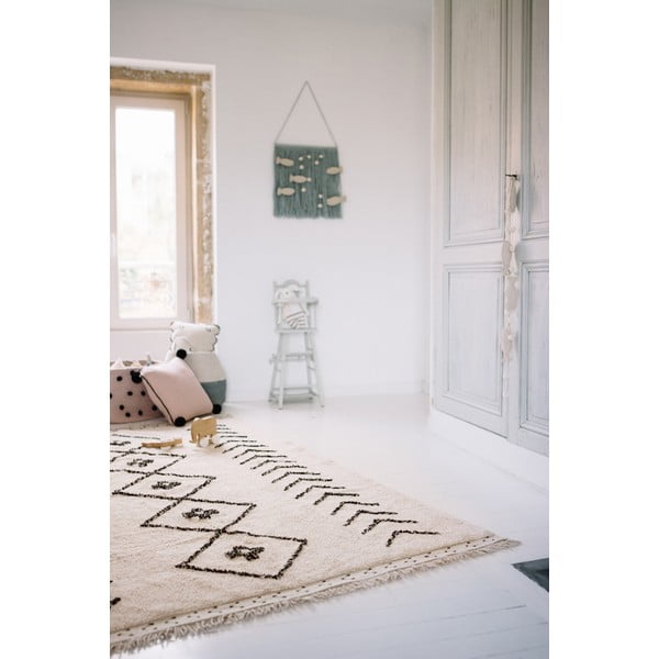 Krémový pratelný ručně tkaný bavlněný koberec 140x210 cm Bereber Rhombs – Lorena Canals-image-3