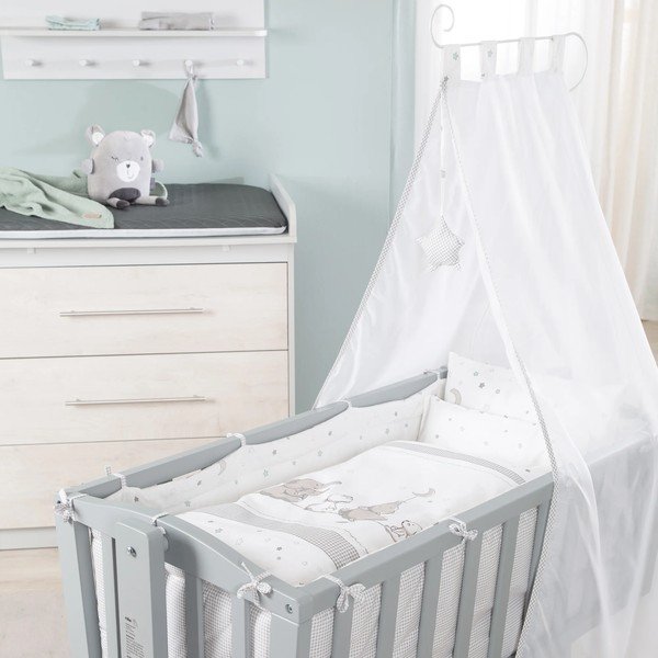 Šedá kolébka na kolečkách s nebesy 40x90 cm Strenenzauber – Roba-image-3