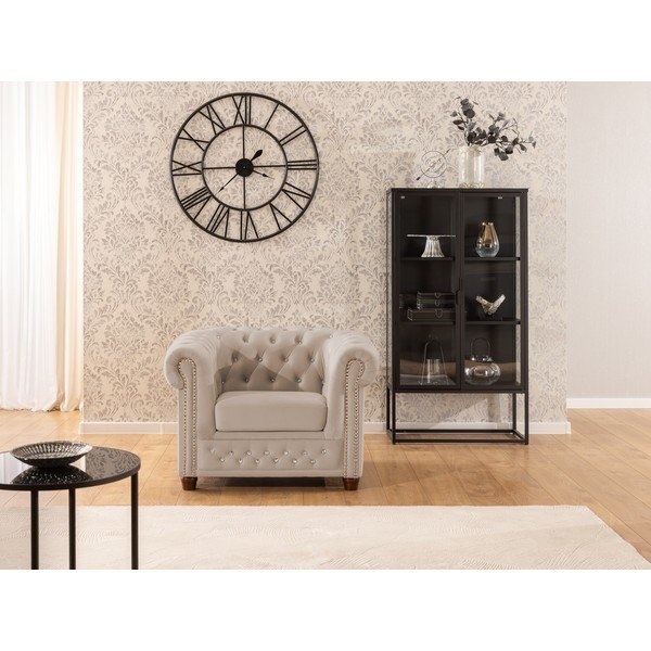 Béžové sametové křeslo chesterfield York Blik – Ropez-image-1