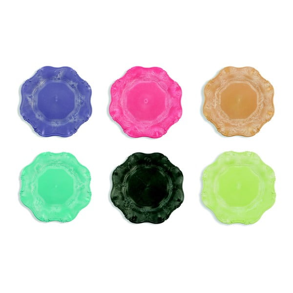 Sada 6 barevných plastových talířů Villa d'Este Hippy,⌀ 33 cm