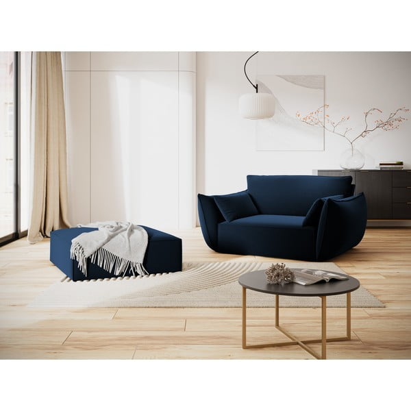 Tmavě modré sametové křeslo Vanda – Mazzini Sofas-image-1