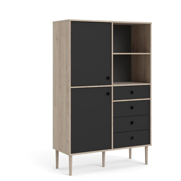 Černá knihovna s hranou v dekoru dubu 99x154 cm Rome - Tvilum-image-4