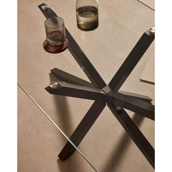 Černý konferenční stolek se skleněnou deskou 70x130 cm Argo – Kave Home-image-3