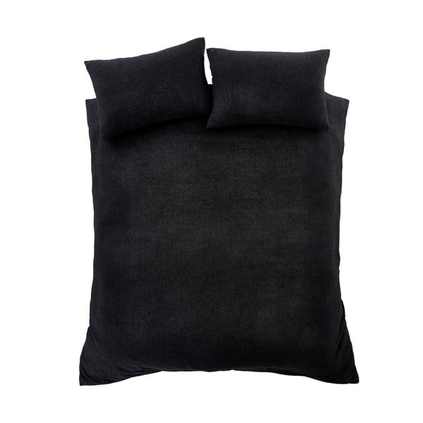 Černé povlečení na dvoulůžko/prodloužené z materiálu bouclé 230x220 cm Cosy Boucle – Catherine Lansfield-image-2