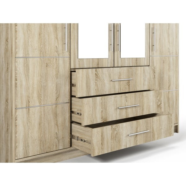 Šatní skříň v dekoru dubu se zrcadlem 196x200 cm Derry - Cosmopolitan Design-image-1