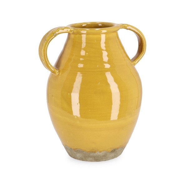 Terakotová ručně vyrobená váza v hořčicové barvě (výška 31 cm) Daruma – Bizzotto