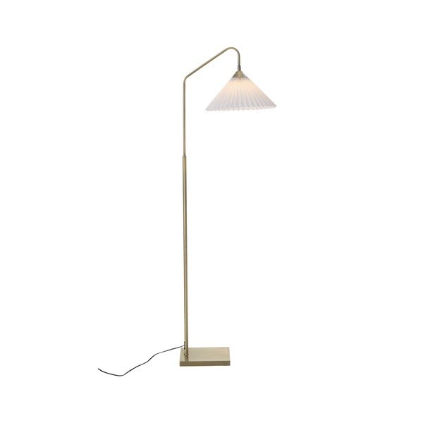 Krémová/v mosazné barvě látková stojací lampa s ohybatelnou konstrukcí (výška 155 cm) Kate – Ellos Home