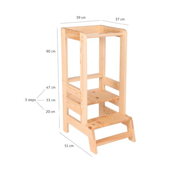 Dřevěná dětská kuchyňská stolička MeowBaby-image-1