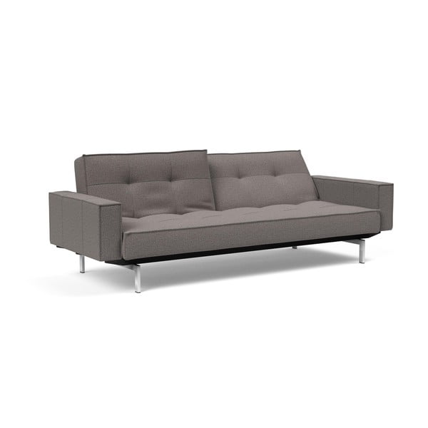 Hnědo-šedá rozkládací pohovka s područkami Innovation Splitback Chrome-image-3