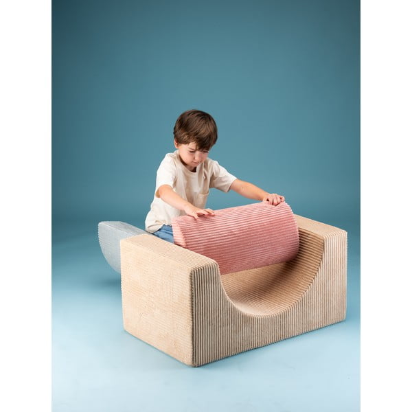 Světle hnědé manšestrové pěnové hřiště 75x49x37 cm Rainbow Montessori – Wigiwama-image-3