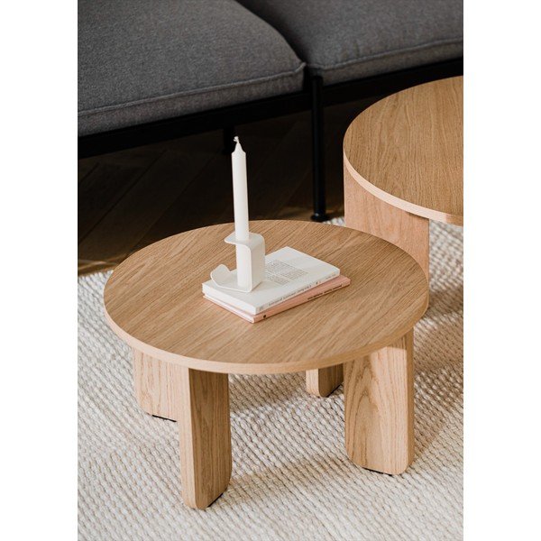 Kulatý konferenční stolek s deskou v dubovém dekoru v přírodní barvě ø 55 cm Kuvu – noo.ma-image-1
