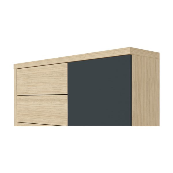 Černá nízká šatní skříň v dekoru dubu 113x113 cm Hugo - TemaHome-image-1