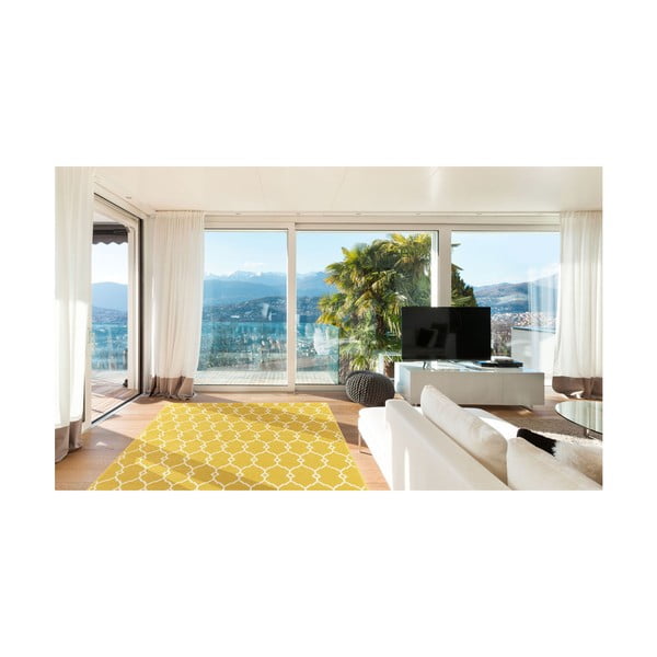 Žlutý venkovní koberec Floorita Trellis, 133 x 190 cm-image-3