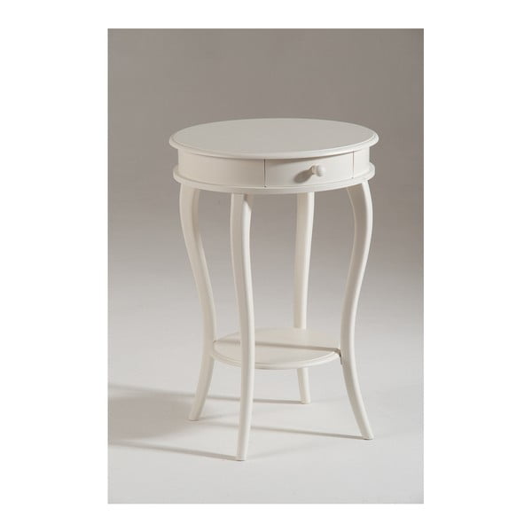 Bílý dřevěný odkládací stolek se zásuvkou Castagnetti Corinne
