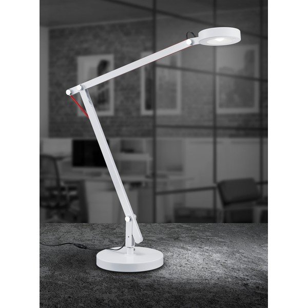 Bílá LED stolní lampa s ohybatelnou konstrukcí (výška 90 cm) Amsterdam – Trio-image-3