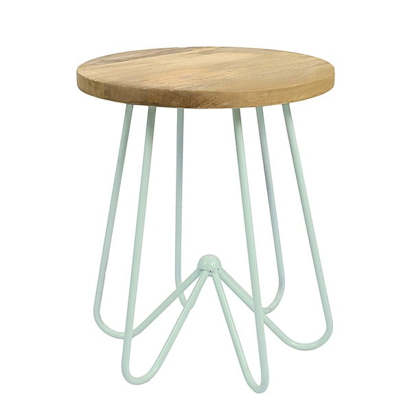 Světle zelený stolek s deskou z mangového dřeva HF Living Round