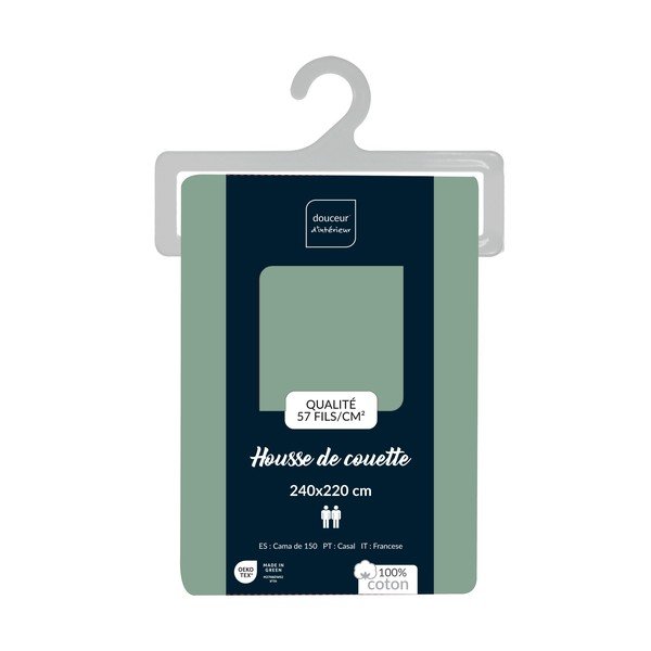 Zelený bavlněný povlak na peřinu na dvoulůžko/prodloužený 240x220 cm Lina – douceur d'intérieur-image-2