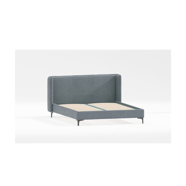 Modrá čalouněná dvoulůžková postel s roštem 160x200 cm Basti – Ropez