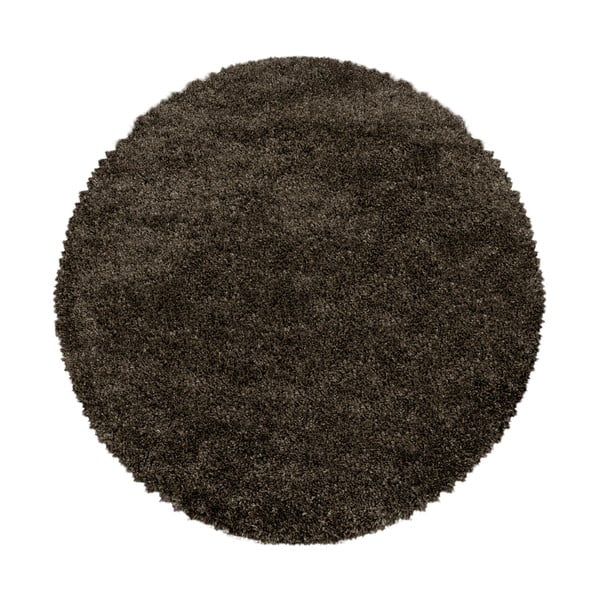 Tmavě hnědý kulatý koberec ø 80 cm Fluffy – Ayyildiz Carpets