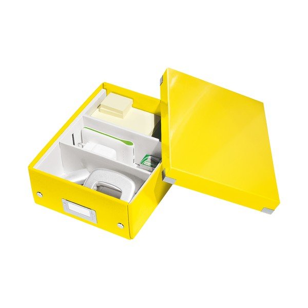 Žlutý kartonový úložný box s víkem Click&Store - Leitz-image-4