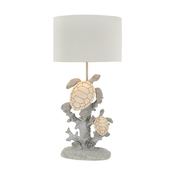 Bílo-šedá stolní lampa s textilním stínidlem (výška 63,5 cm) Turtle – Mauro Ferretti