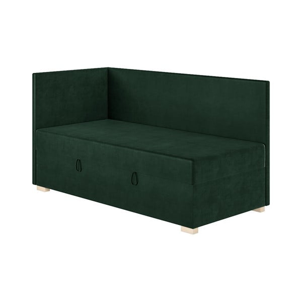 Tmavě zelená rohová dětská postel s úložným prostorem s matrací 90x200 cm Flexi – Ghado-image-3