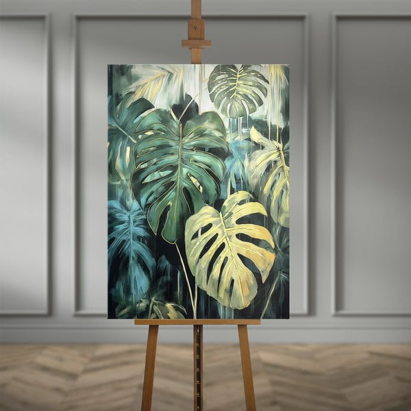 Obraz s ručně malovanými prvky na plátně 70x100 cm Monstera – Styler-image-4