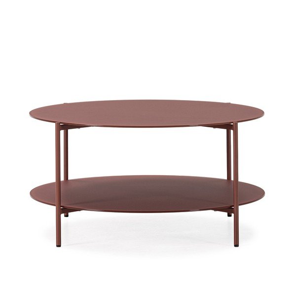 Kulatý konferenční stolek se skleněnou deskou v terakotové barvě ø 83 cm Davi – MOME-image-3