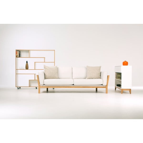 Bílá knihovna s hranou v dřevěném dekoru 140x143 cm Southbury - Woodman-image-1