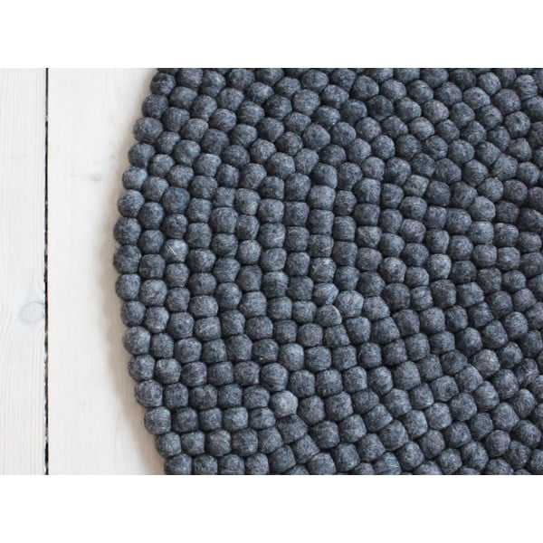 Antracitový kuličkový vlněný koberec Wooldot Ball Rugs, ⌀ 140 cm