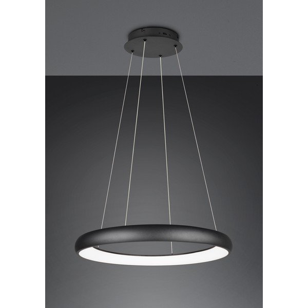 Černé LED stmívatelné závěsné svítidlo s kovovým stínidlem ø 75 cm Cardona – Trio-image-2