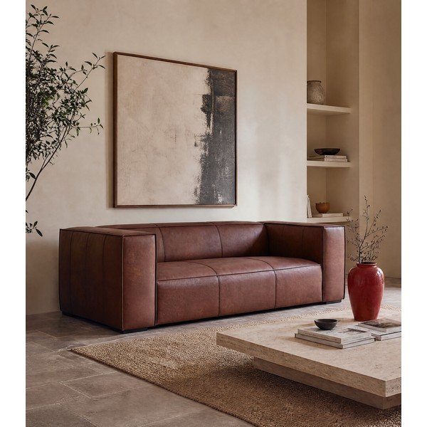 Koňakově hnědá kožená pohovka 227 cm Madame – Windsor & Co Sofas-image-1
