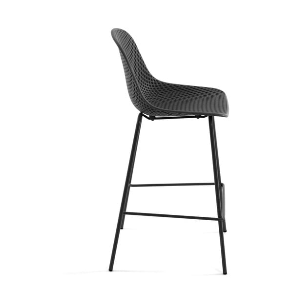 Antracitová kovová/plastová zahradní barová židle Quinby – Kave Home-image-4