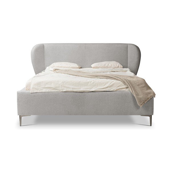 Světle šedá čalouněná dvoulůžková postel s roštem 180x200 cm Makana – Makamii-image-2