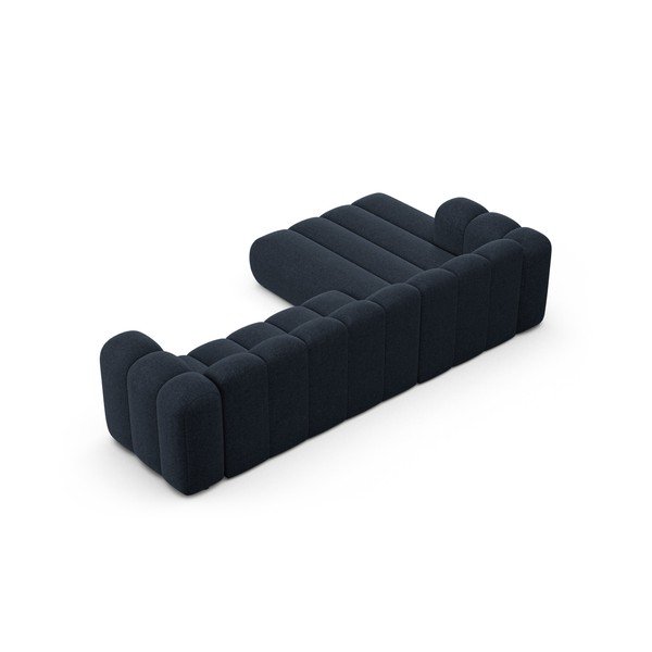 Tmavě modrá žinylková rohová pohovka (levý roh/s lenoškou) Lupine – Micadoni -image-3