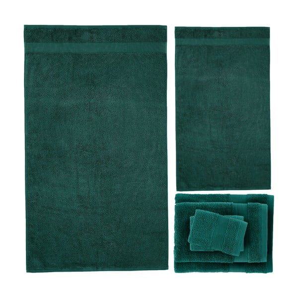 Tmavě zelené froté bavlněné ručníky a osušky v sadě 6 ks Anti-Bacterial – Catherine Lansfield-image-2