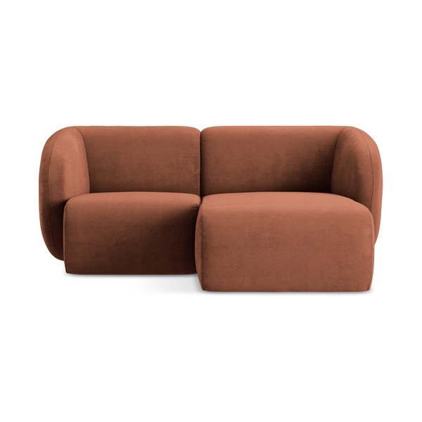 Žinylková rohová pohovka v terakotové barvě (pravý roh/s lenoškou) Lani – Makamii