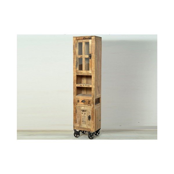 Vysoká koupelnová skříň z mangového dřeva SOB Rhein-image-1