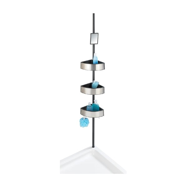 Teleskopická rohová police do sprchy Wenko Prea Silver/Black, 27 x 20 cm-image-2