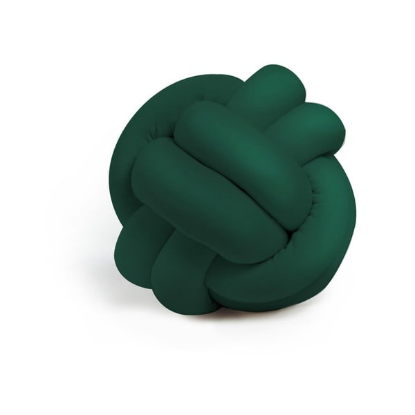 Tmavě zelený polštář Knot Decorative Cushion Velvet Effect, ⌀ 25 cm