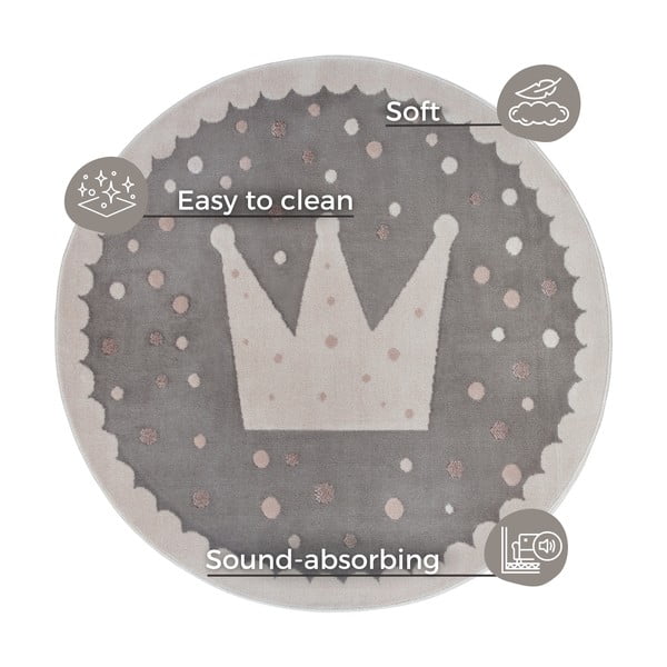 Šedý dětský koberec ø 140 cm Crown – Hanse Home-image-4