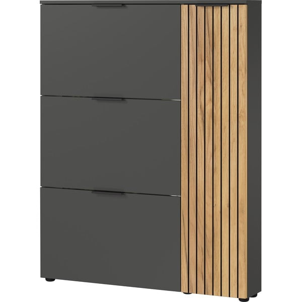 Výklopný botník v dekoru dubu v antracitovo-přírodní barvě 101x129x19 cm Gibisa – Germania