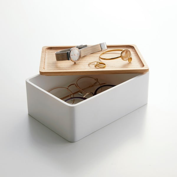 Bílý úložný box s víkem 18,5x12,5x7 cm Rin – YAMAZAKI-image-2