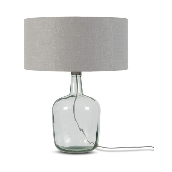 Stolní lampa se světle šedým stínidlem a konstrukcí z recyklovaného skla Good&Mojo Murano, ⌀ 47 cm