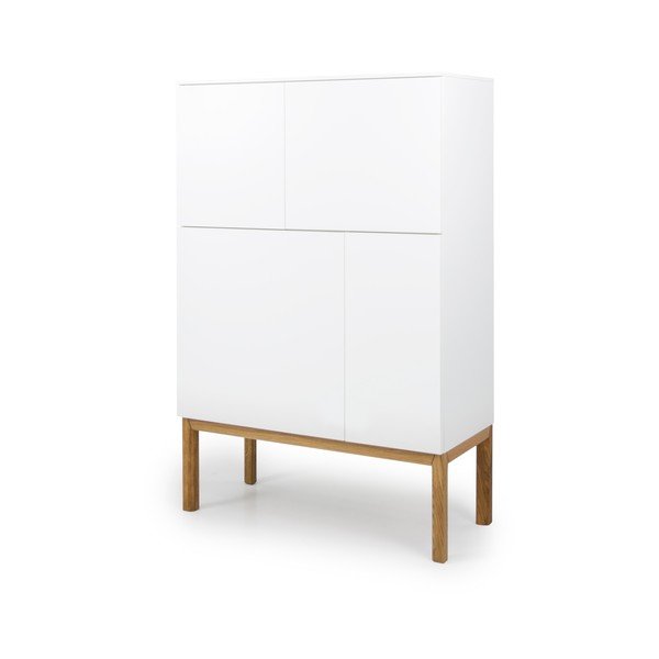 Bílá čtyřdveřová komoda s nohami z dubového dřeva Tenzo Patch, 92 x 138 cm-image-2