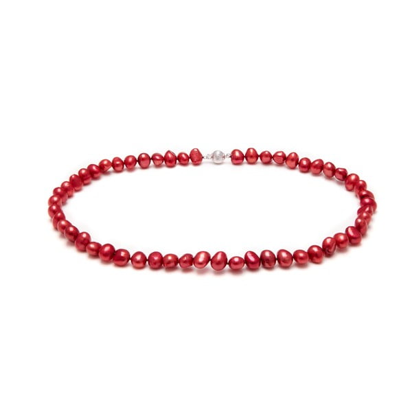 Náhrdelník z říčních perel Baroque, červený