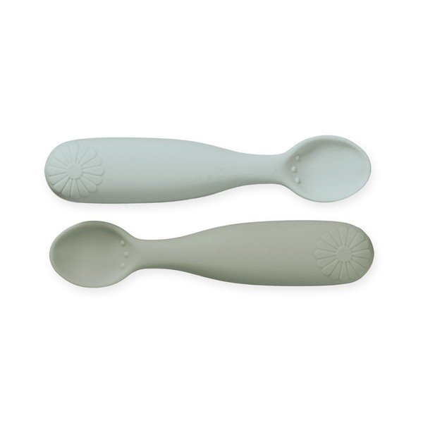 Khaki/ světle modré dětské lžičky v sadě 2 ks ze silikonu Olive Mix – Cam Cam Copenhagen