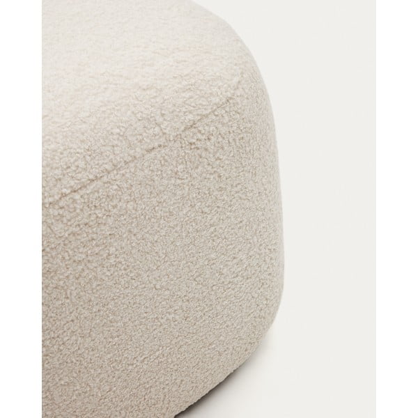 Krémový taburet z textilie bouclé Martina – Kave Home-image-1
